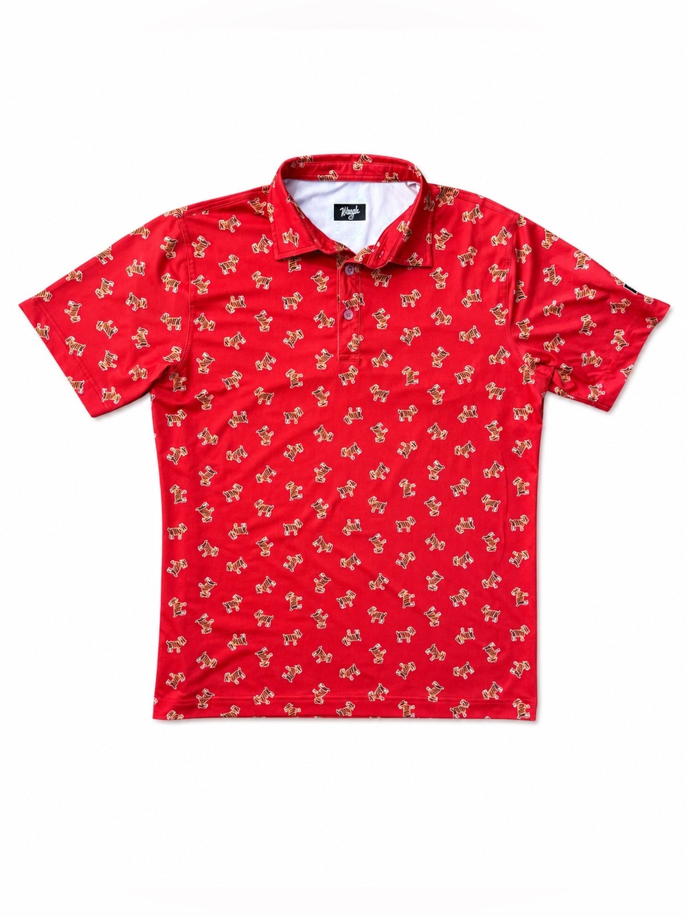 Waggle Golf The GOAT Sunday Red Tiger Stripe Goat Performance Polo Men’s Size L - Picture 2 of 11
